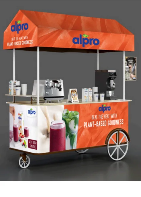Branded Alpro drinks tricycle cart