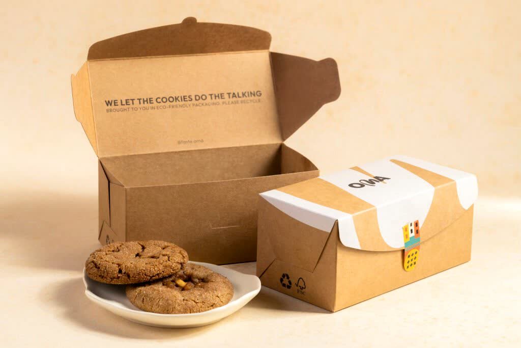 OMA cookie box opened with cookies served on a plate