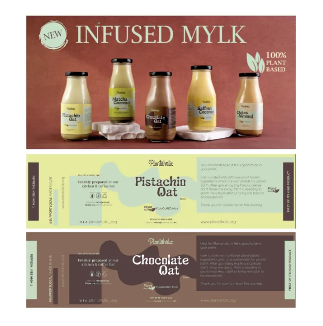 Infused Mylk campaign artwork with the bottle range and label designs