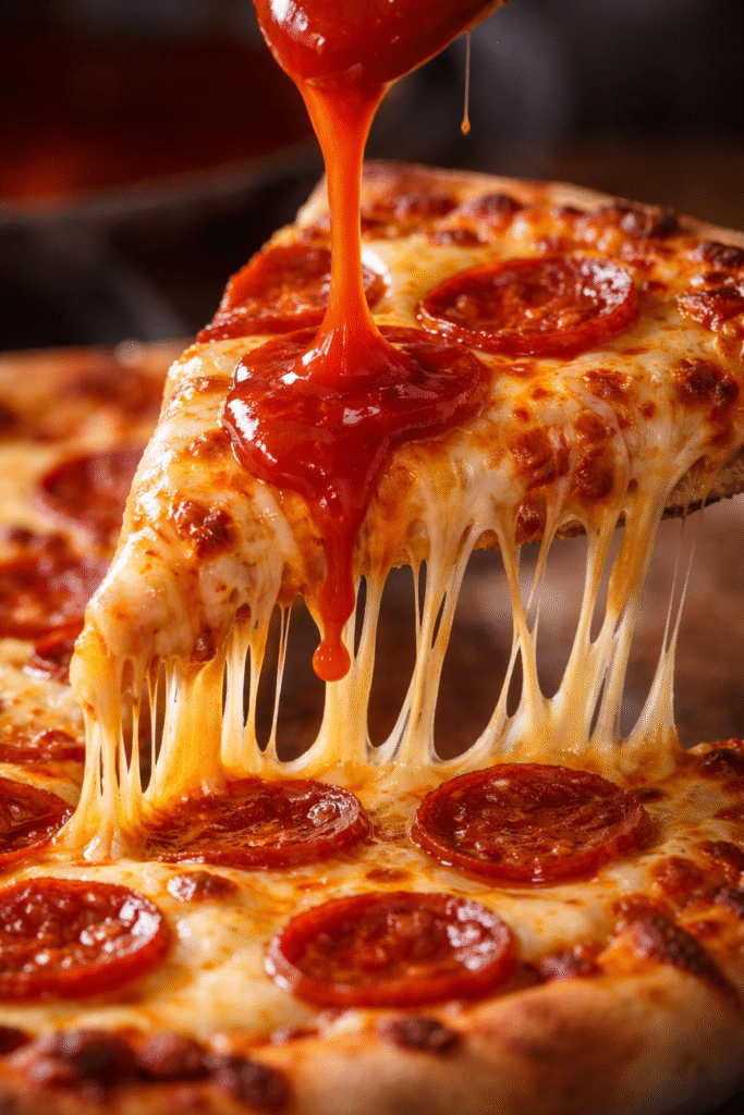 Cheese pulls and Sauce pours