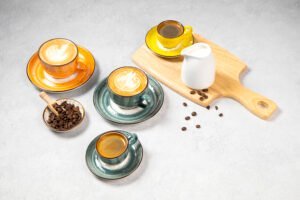 Cups of Tea and Coffee placed on a table