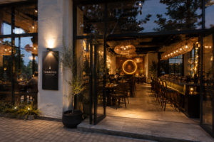 Restaurant interior and exterior shot