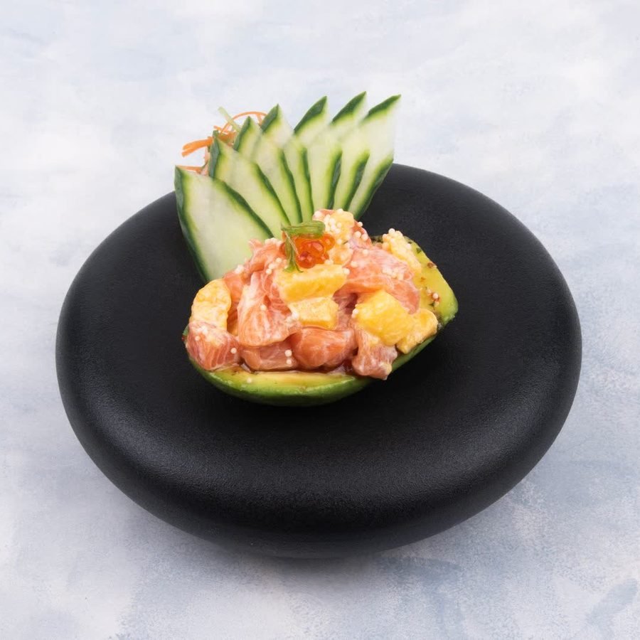 The same poke dish cropped to a square, with the whole plate still in frame
